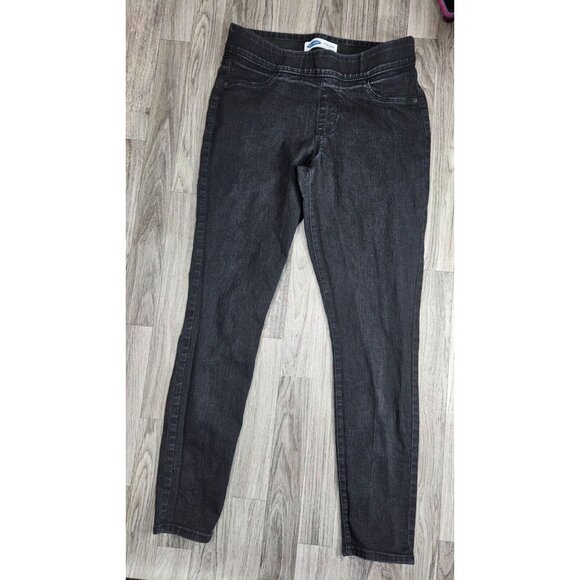 (3/$35) Old Navy Size 12 Long Skinny Mid Rise Pull On Stretch Grey Black Jeans - Picture 1 of 11